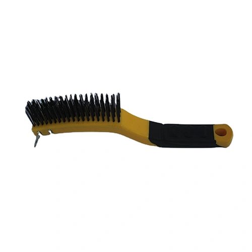 Wire Brush Heavy Duty Crimped Scratch Brush Brass Stainless Steel TPR handle