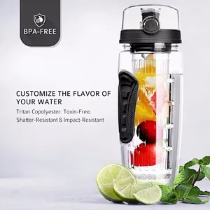 1000ml BPA Free Fruit Infuser Tritan Plastic water bottle