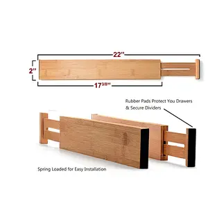 Bamboo Expandable Drawer Divider Organizers   Spring Adjustable Kitchen Drawer Separators Best for Kitchen Dresser Bedroom