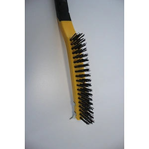 Wire Brush Heavy Duty Crimped Scratch Brush Brass Stainless Steel TPR handle