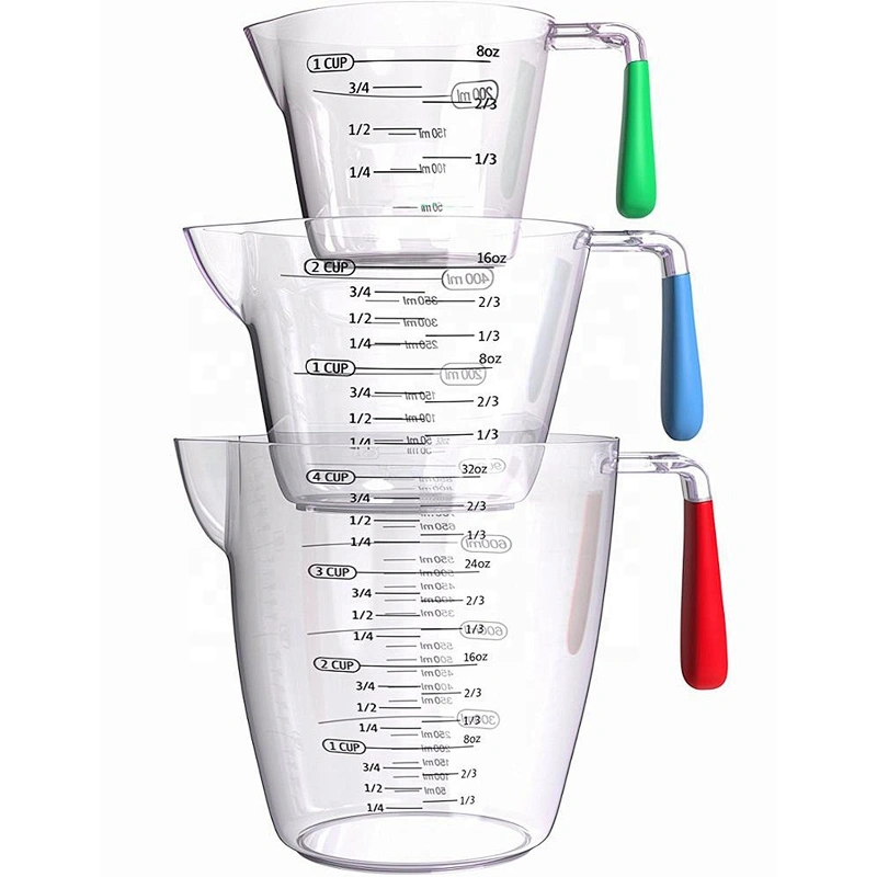 Durable heavy duty  3-piece plastic measuring cups set 8OZ;16OZ,32OZ