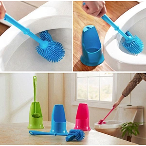 Best Selling Cheap Price Plastic Cleaning Bathroom Silicone Toilet Brush With Bowl