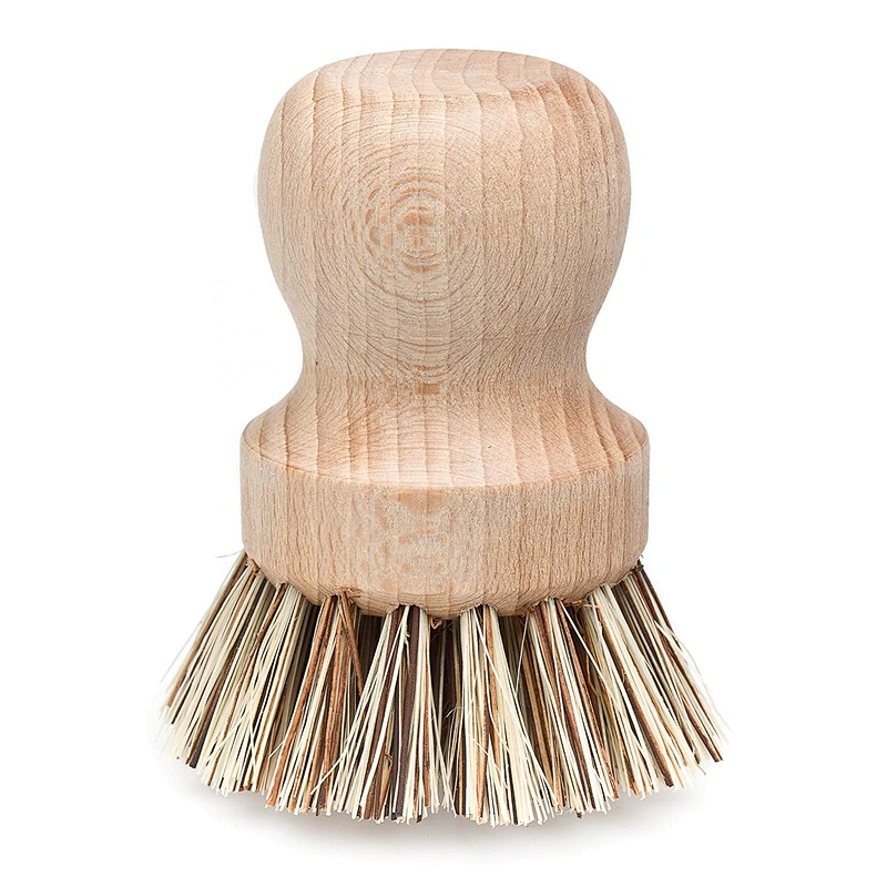 Natural Fiber Bristle Pot Brush Comfortable Beechwood Handle bamboo clean brush