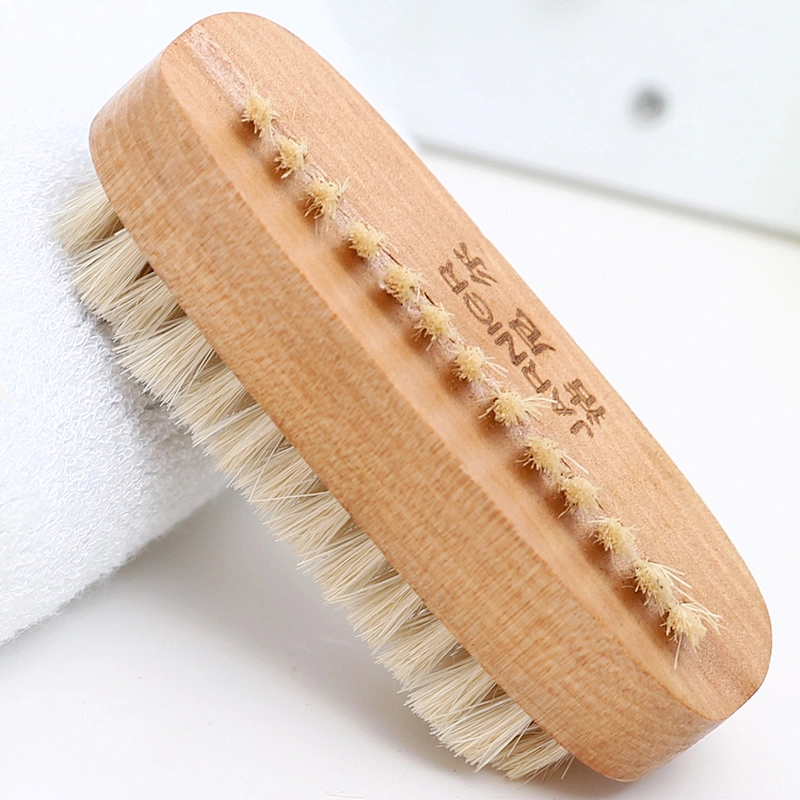 Non-Slip Wooden Beach Two-sided Hand and Boar Brislte Nail Brush