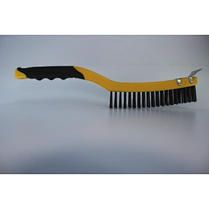Wire Brush Heavy Duty Crimped Scratch Brush Brass Stainless Steel TPR handle