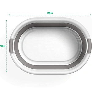 2019 New silicone collapsible foldable laundry basket plastic folding clothes storage basket
