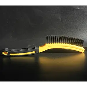 Wire Brush Set Heavy Duty Crimped Scratch Brush Brass Stainless Steel TPR handle