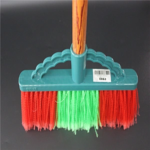 Bristle cleaning supplies Plastic material house cleaning new design broom brush red gray green