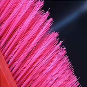 Floor cleaning plastic head brush/broom with wooden broom handle