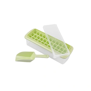 Ice Cube Tray Storage Box With Spill Resistant Lid, Ice Scoop - 12  33 77 Ice Cubes