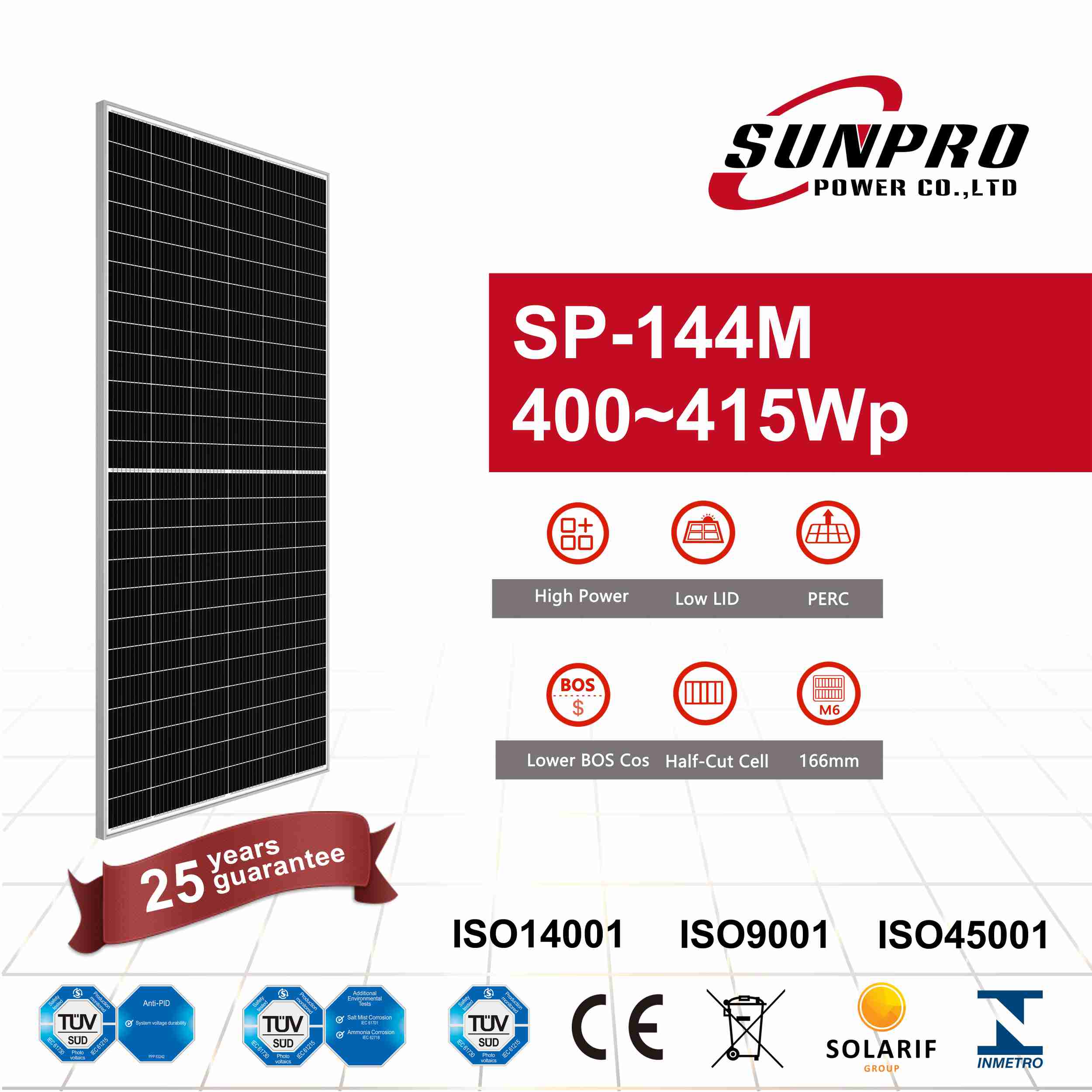 410W High Efficiency Half Cut Mono Solar Panel
