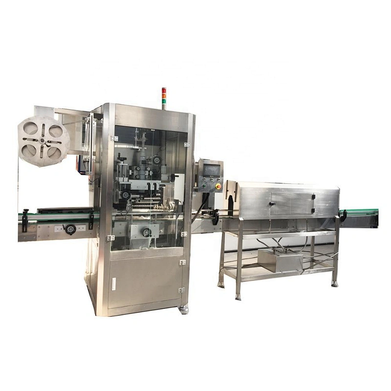 e liquid packaging Double Heads Automatic Pet Glass Bottle Can Shrink Sleeve Labeling Machine Sleeve Labeler with Steam Tunnel bottling equipment prices
