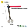 Crowd Control Stanchions Stainless Steel Custom Printed Tape Retractable Queue Barrier