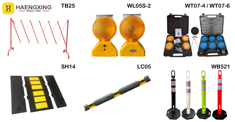 Safety Wheel Stopper Barricade Lights Speed Humps Warning Post Delineator