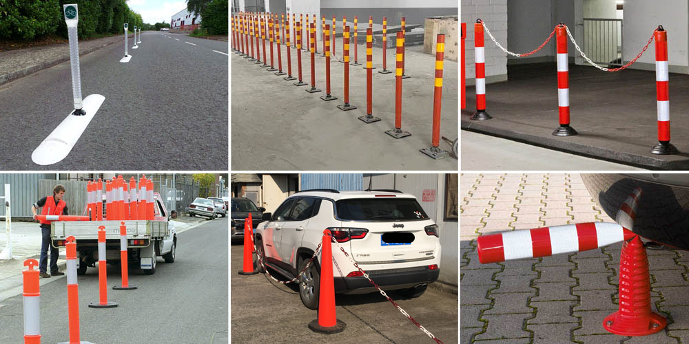Traffic Cone Post With Rubber Base
