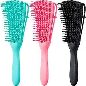 Amazon Ebay E-Commerce Wholesaler Soft Rubber Colorful Box Pack 8 Foot Detangling Hair Brush Logo,Green Denman Massage