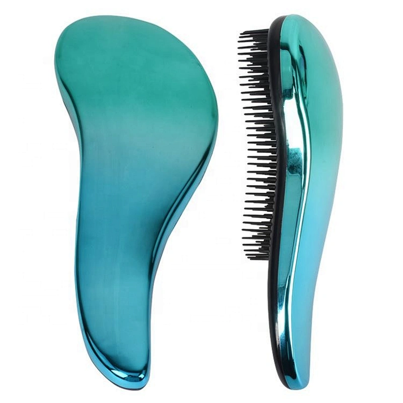 New fashion best selling electroplating green blue color hairbrush custom barber care detangle brush hair