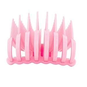 PVC box set plastic bristles pink rubber handle soft flexible 8 rows teeth detangling hair brush custom logo