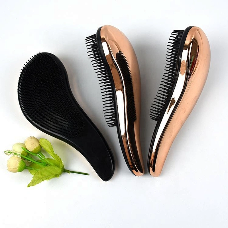 Hot Factories Wholesale customize Women Comfortable Extension Loop detangler electroplated Hair Brush