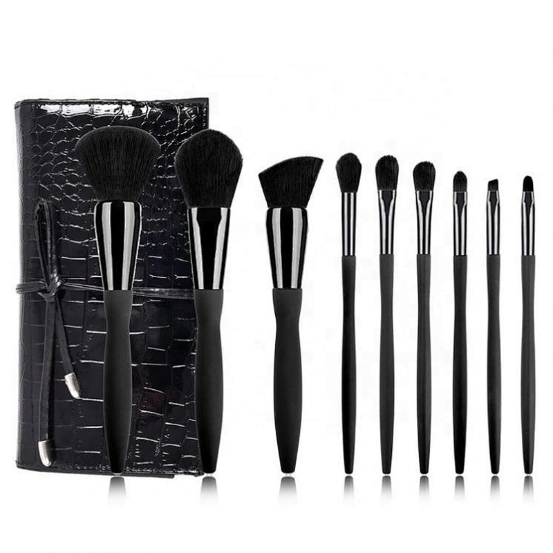 SHIMIAO 9Pcs Pro Luxury Professional Private Label Black Makeup Brush Set With Belt Bag