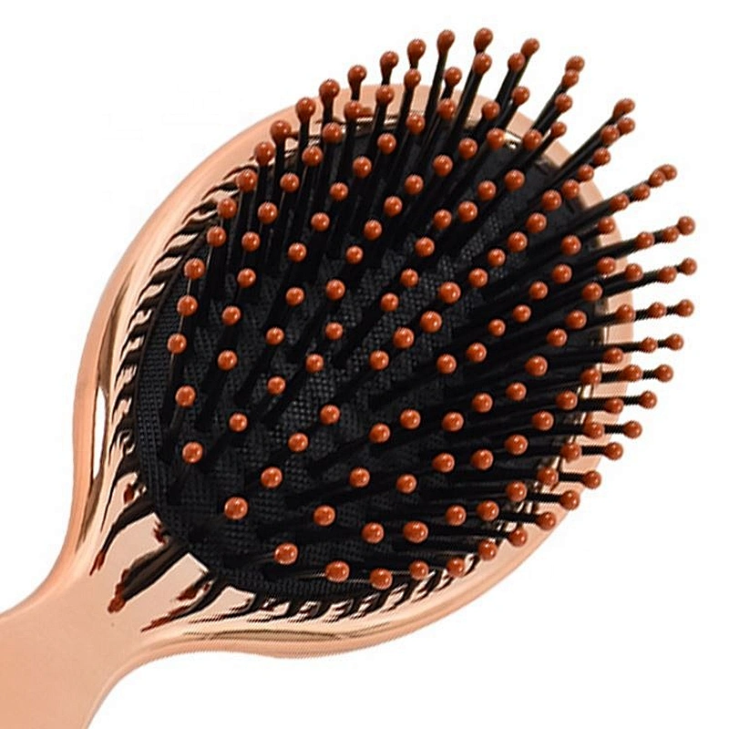 Anti static travel air cushion thicker bristles hair care electroplating rose gold hair brush