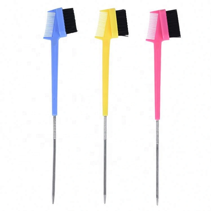 Styling tools teasing nylon extension mini double sided eyebrow brush colorful stocked edge control brush