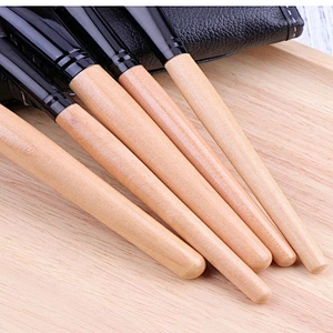 24piece Custom High Quality Professional Low MOQ Wooden Handle Makeup Brush Sets with Bag Foundation Fan Brush Synthetic Hair
