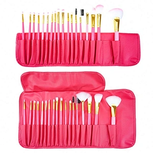 Leather Packing Portable 18Pcs Pink Color Makeup Brush Set