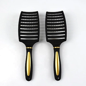 Customized Logo Scalp Massage Curved Vent Detangling Hairbrush Factory Wholesale Luxury Plastic Compact Nylon Waterproof Cushion