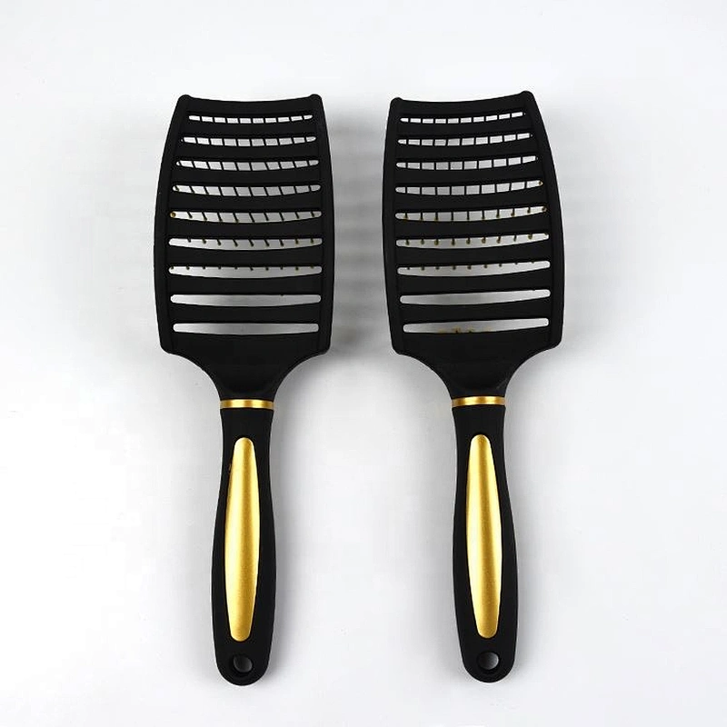 Customized Logo Scalp Massage Curved Vent Detangling Hairbrush Factory Wholesale Luxury Plastic Compact Nylon Waterproof Cushion