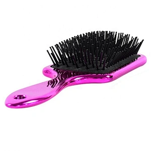 Girls beauty care electroplating shiny soft bristle massage cushion private label paddle brush