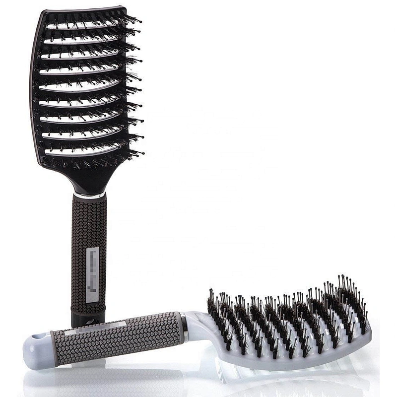 Boar Bristle Hair Brush,Curved Vented Professional Detangling Brush For Long,Thick,Thin Curly & Tangled Vent