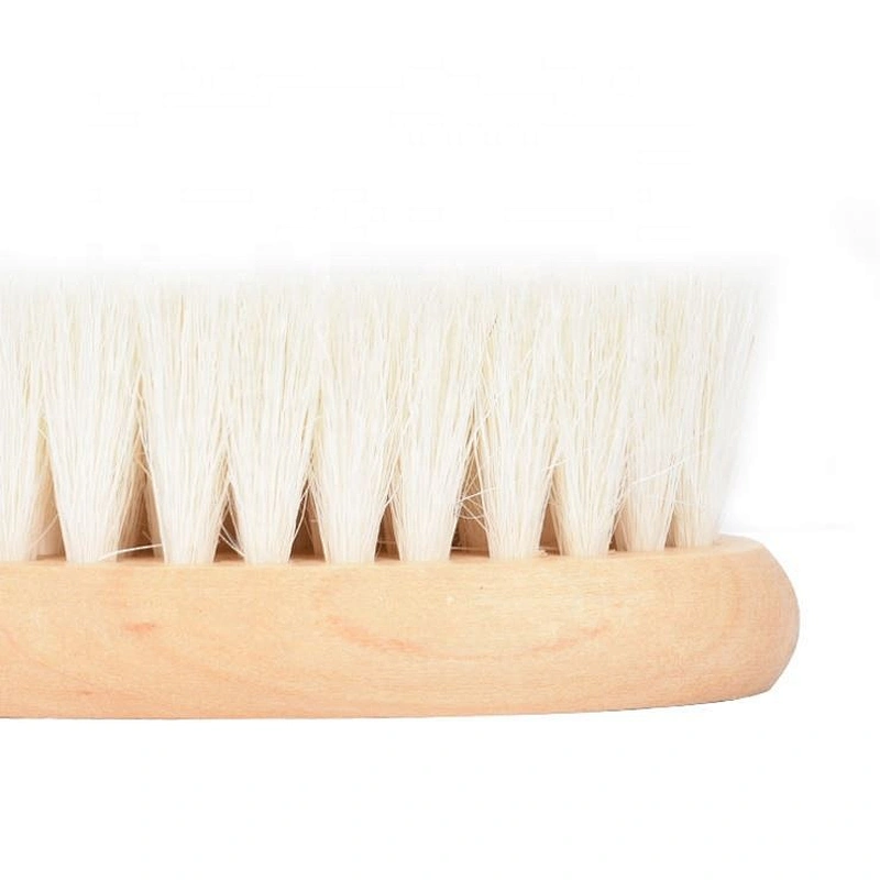 Newborn baby care hairbrush eco friendly natural wood small kids pocket mini goat hair wooden baby brush