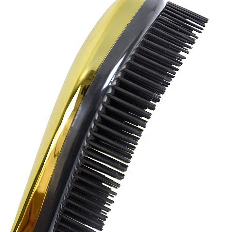 Silver Electroplate Detangling Hairbrush Hot Sale Economical Soft Bristle Gold Purple Plastic Compact for Long Thick Short Hair