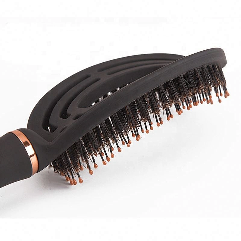 New Design Private Label Plastic Vent Hair Brush Curved For Detangling Boar Bristle