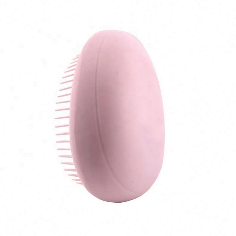 Rubber Coating Egg Shape Detangling Hair Brush With Soft Touch