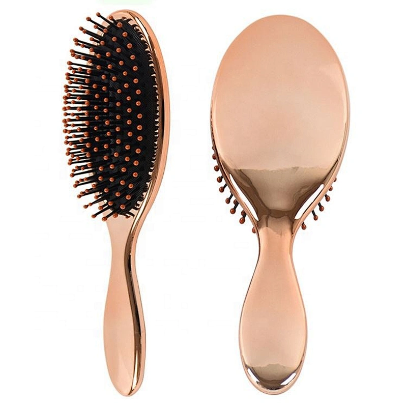 Anti static travel air cushion thicker bristles hair care electroplating rose gold hair brush