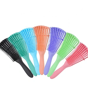Black Wet/Dry Use Curved Comb Curly Anti-Static Labyrinth Detangle Flexible Vent Large Natural Hair Brush