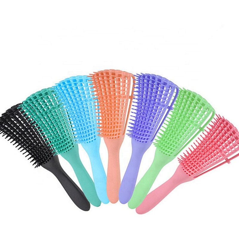 Black Wet/Dry Use Curved Comb Curly Anti-Static Labyrinth Detangle Flexible Vent Large Natural Hair Brush