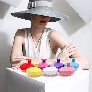 Scalp Massager Shampoo Brush Hair For Growth Silicone Massage Head Scrubber Oil Care Plastic Shower Handheld Manual