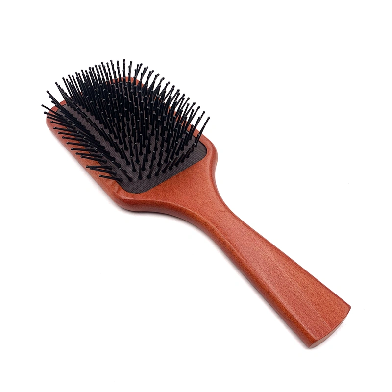 Custom Hair Brush Natural Wooden Bamboo Paddle Brush Detangler Comb Massage Scalp Set Denman hair brushes