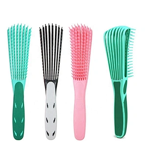Wholesale Custom Logo Products Eight Rows Detangling Massage Detangle Hair Brush For Curly