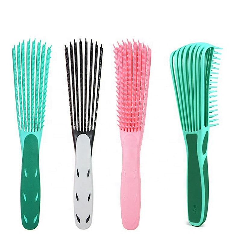 Wholesale Custom Logo Products Eight Rows Detangling Massage Detangle Hair Brush For Curly
