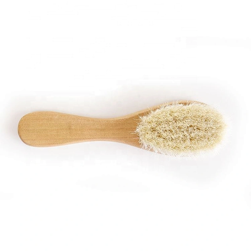 White paper box gift 2pcs pack child care brush comb set natural wooden soft goat bristle baby hair brush