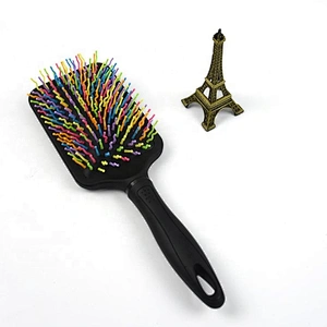 Natural big size paddle hairbrush custom logo rainbow hair brush for woman
