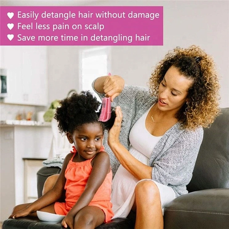 Professional Custom Logo Pink 4c Curly Wet Afro Textured Detangling Brush for Natural Black Hair or Long Thick