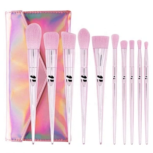 10 Pcs Portable Aluminum Handle Makeup Brushes For Pink Laser Bag Thumb Kit