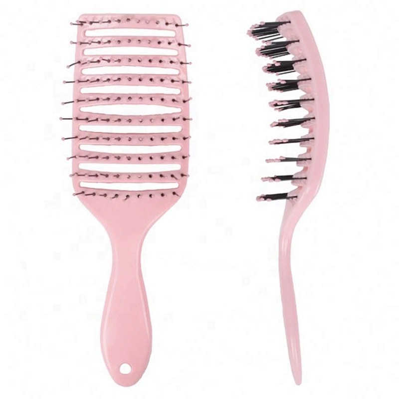 OEM inject body vent air fast drying hair massager brush popular pink customized wave brush