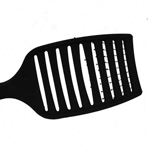 Hair extension custom printed curved vent brush square black soft touch plastic wave brush
