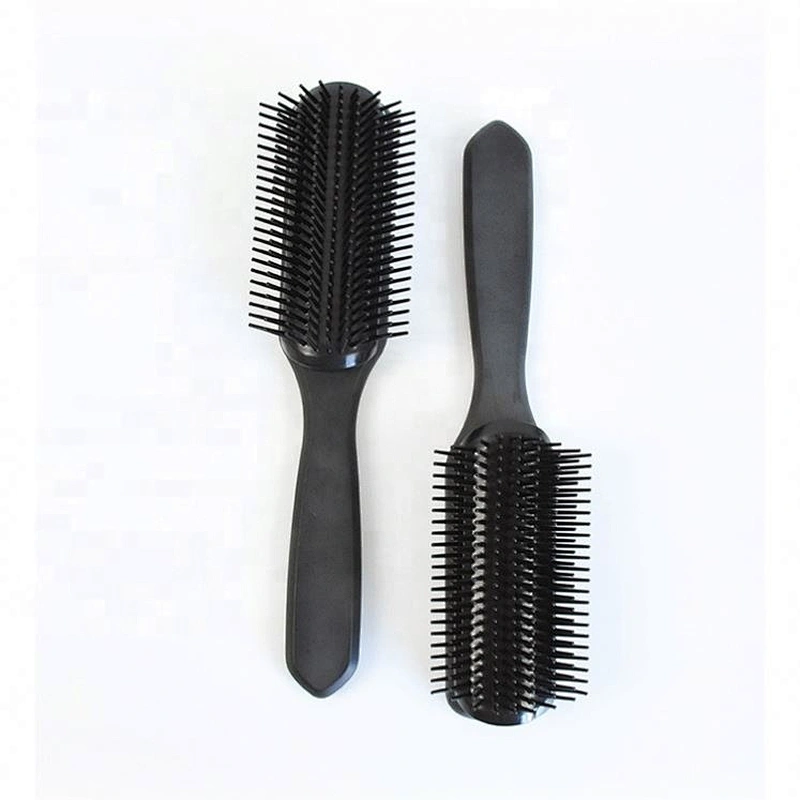 Custom logo printing mens black tangle denman hair brushes 9 rows